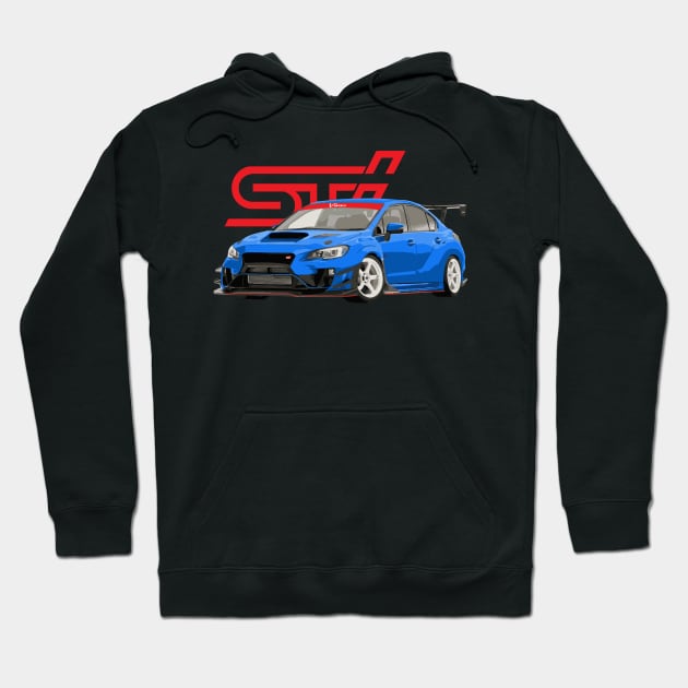 WRX STi Rally Blue Varis Aero JDM Hoodie by cowtown_cowboy